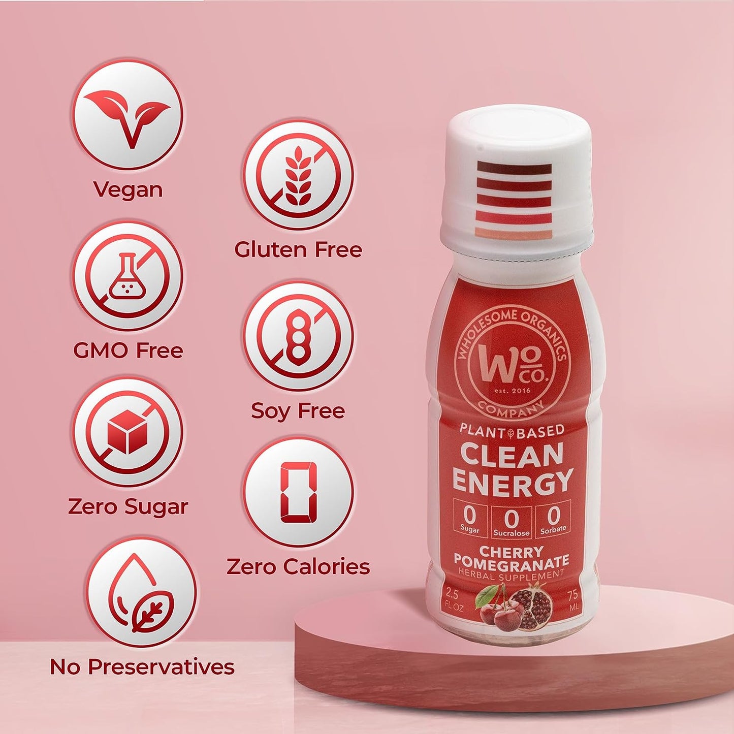 Healthy Energy Shots | Cherry Pomegranate | 12 Pack