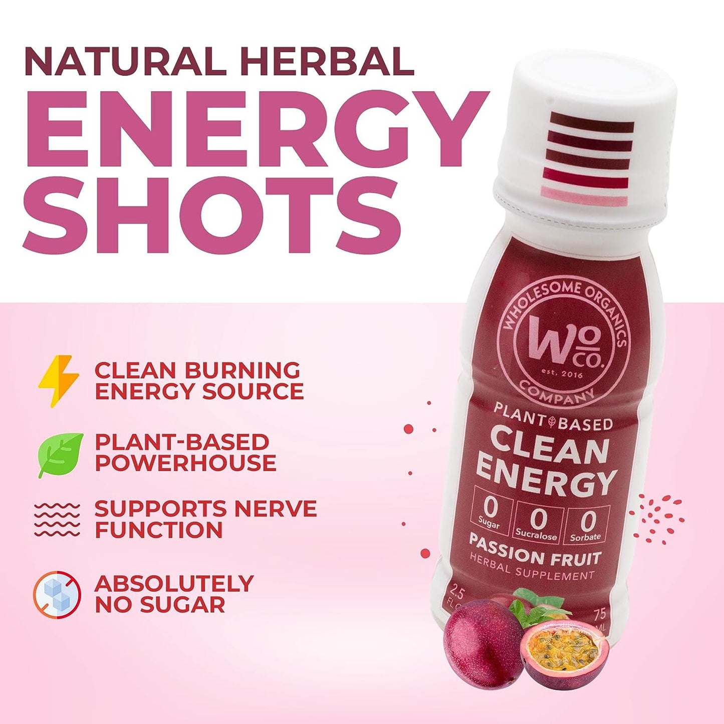 Healthy Energy Shots | Passion Fruit | 12 Pack