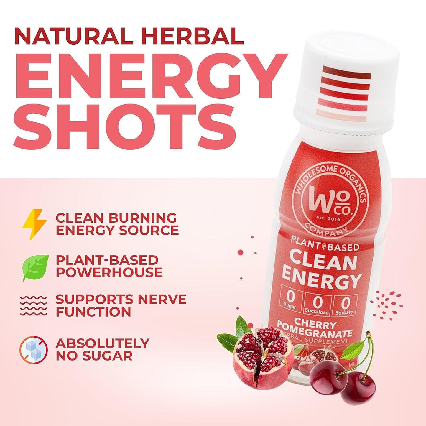 Healthy Energy Shots | Cherry Pomegranate | 12 Pack