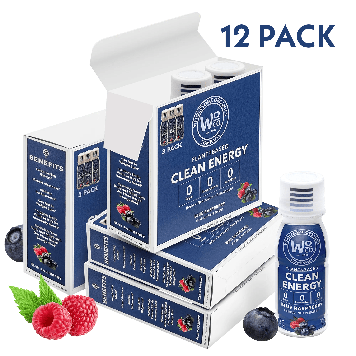 Healthy Energy Shots | Blue Raspberry 12 Pack